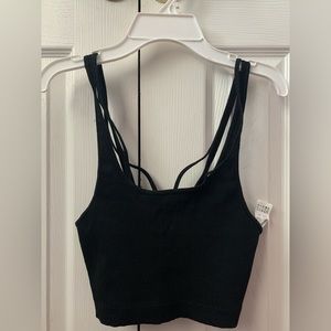 Zara cropped double strap black tank